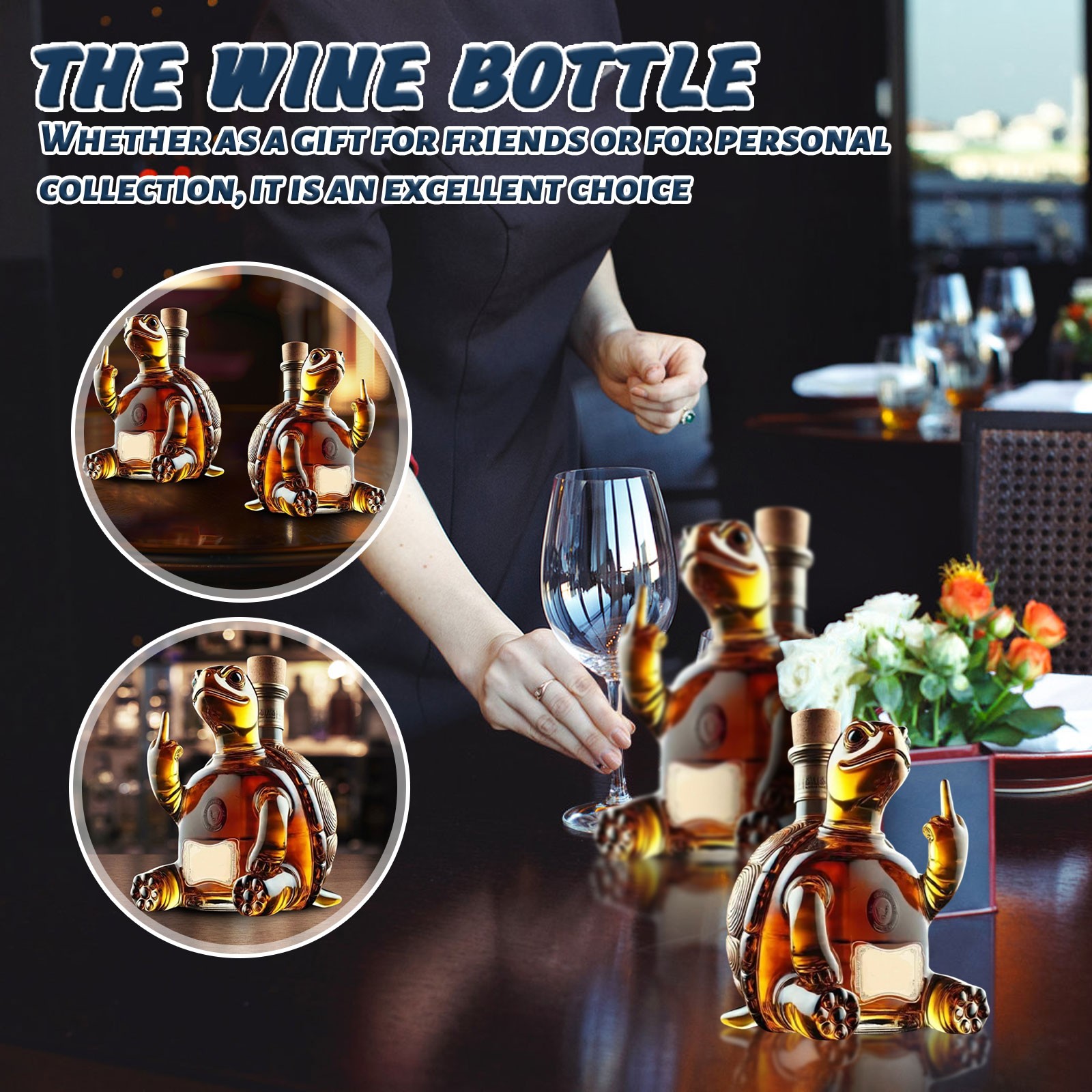 3D Middle Finger Turtle Whiskey Decanter Turtle Whiskey Wine Glass Bottle For Bar Office Home Decor Unique Wine Decanter