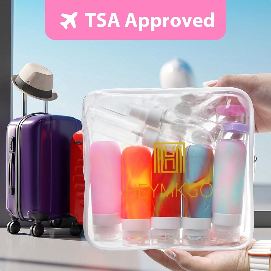 24 Pack Travel Bottles Set for Toiletries with Bag Label Tsa Approved 3oz Silicone Travel Containers Leak Proof Shampoo