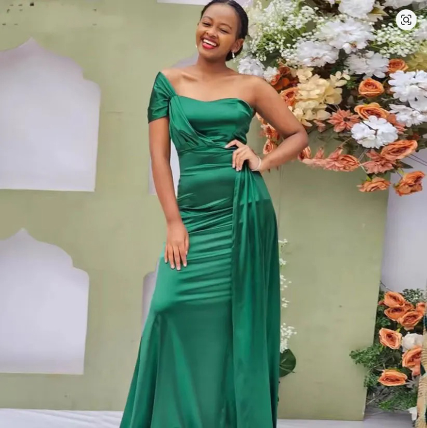 Elegant Woman Bridesmaid Dresses Green Mermaid One Shoulder Sweetheart Wedding Guest Dress Fromal Prom Gown Plus Size