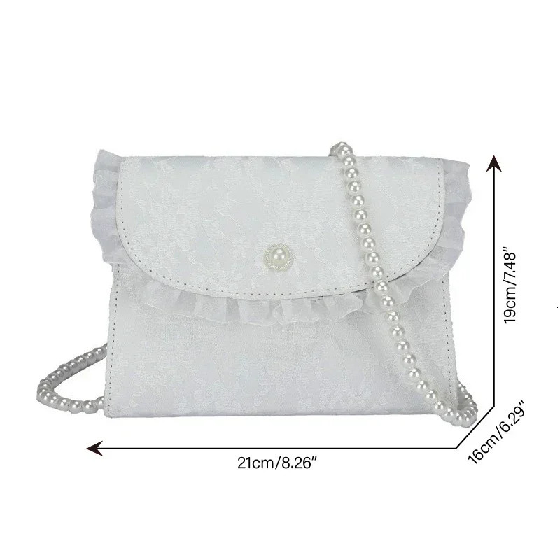 Retro Crossbody Bags for Women Vintage Lace Pearl Chain Ladies Small Square Shoulder Bag Female Clutch Purse Handbags Messenger 250703