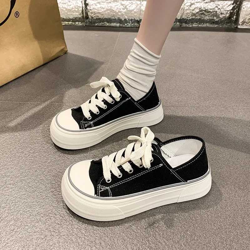 Spring/Summer New Fi Korean Editi Simple and Versatile Board Shoes for Women Wearing Casual Ugly Cute Big Head Canvas XJ250712