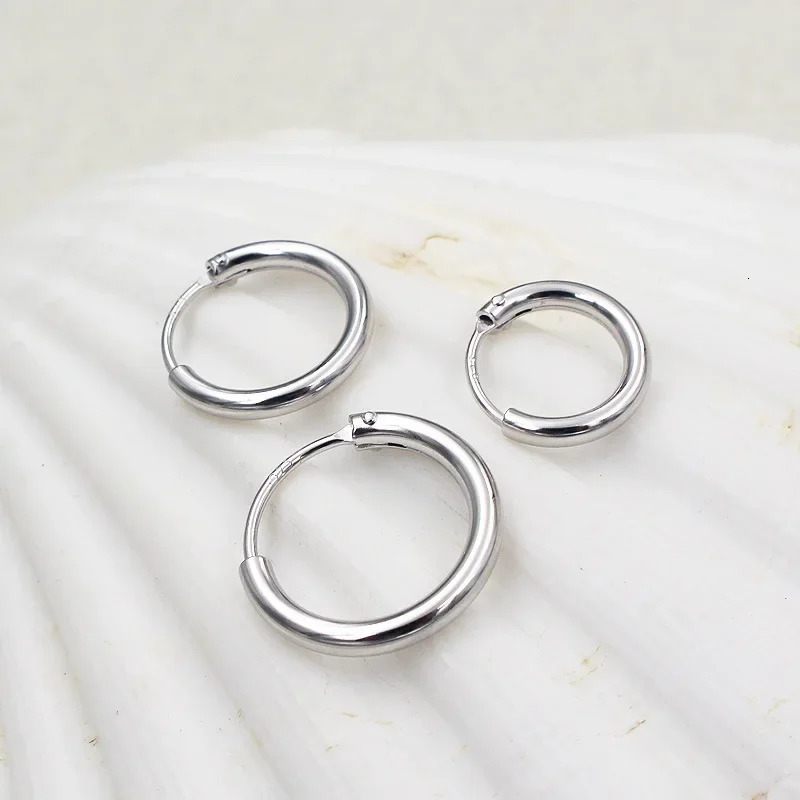 Earrings Silver 925 Simple Circle Statement Geometric Hoop Earrings For Men And Women Personalized Hip Pop Punk Jewelry 250708
