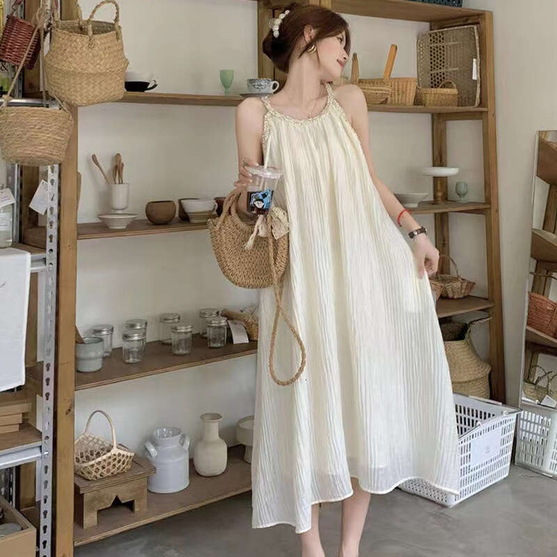 Gentle Style Halter Neck Strap For Women, Summer Petite Fairy Slimming Beautiful Beach Vacation Dress B5