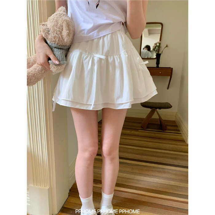 White Puffy Midi For Women Summer New Ballet Style Design High Waist Slimming A-Line Cake Short Skirt B5