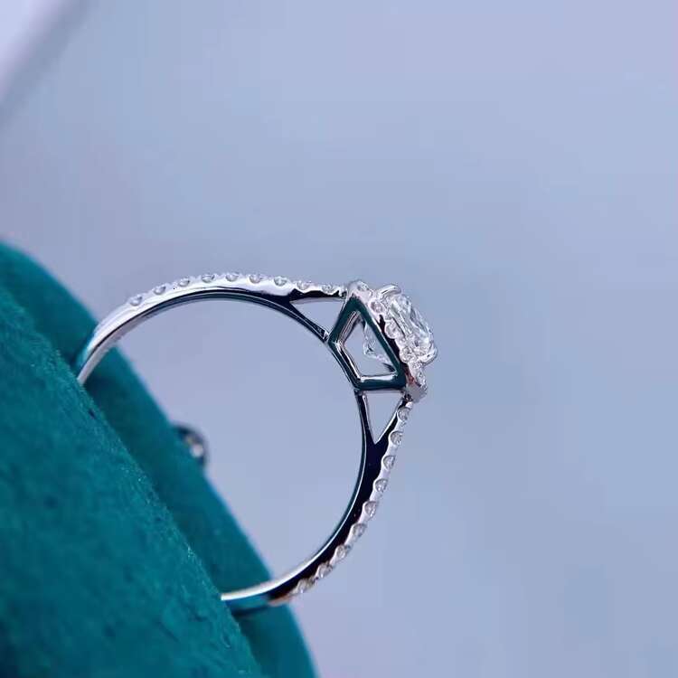 Fine Jewelry Solid 14K White Gold 1.0CT Cushion Moissanite Diamond with Halo Women Engagement Wedding Rings