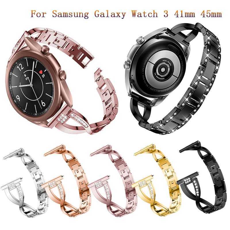 20 mm For Samsung Galaxy 3 41mm 45mm Active 2 40mm 44mm Luxury Stainless Steel Str Band Metal Alloy Bracelet watchband Y250712