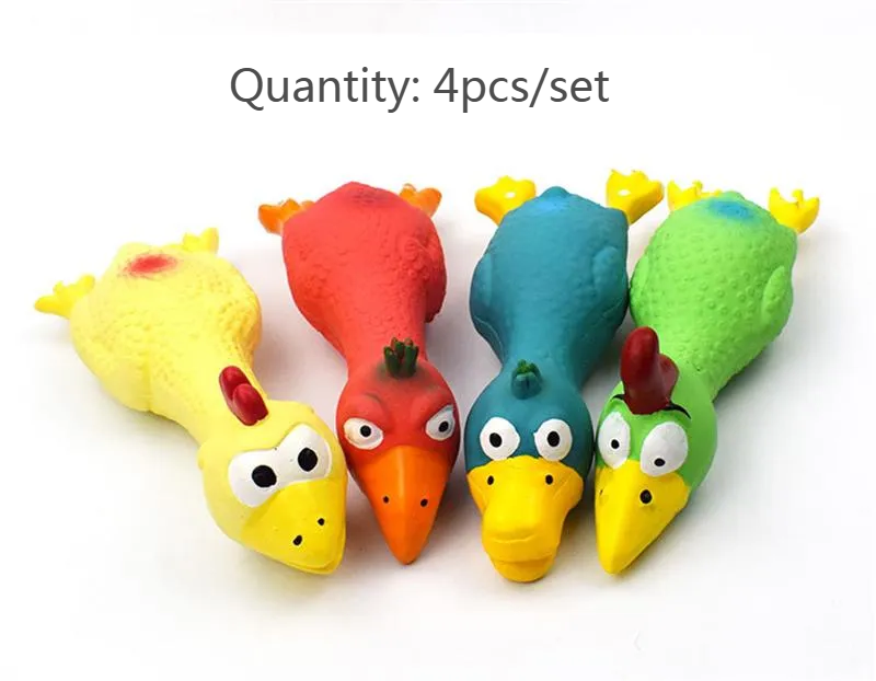 Rubber Squeaky Bird Dog Toys for Puppy Dogs Teeth Grinding Cleaning Training Interactive Chewing Dog Toys 4pcs/Pack