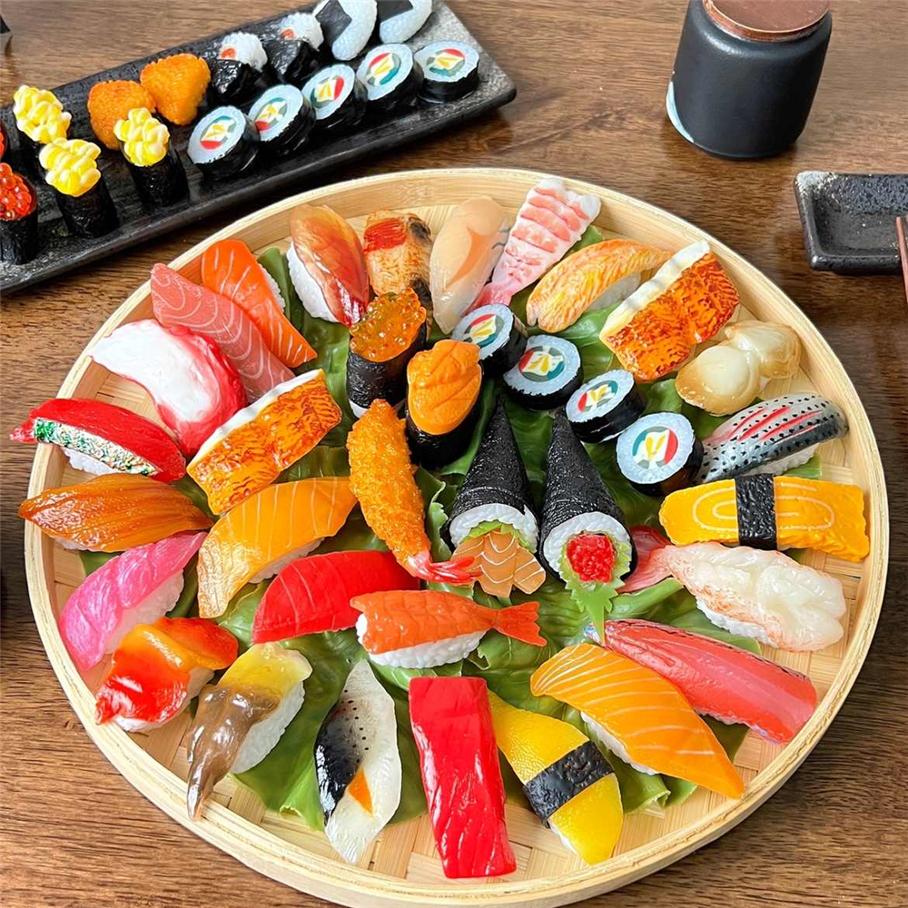 artificial fake simulation of food Tempura Oshizushi Chirashi Temaki Gunkan Maki Nigiri Sushi Sashimi Rice seafood sushi