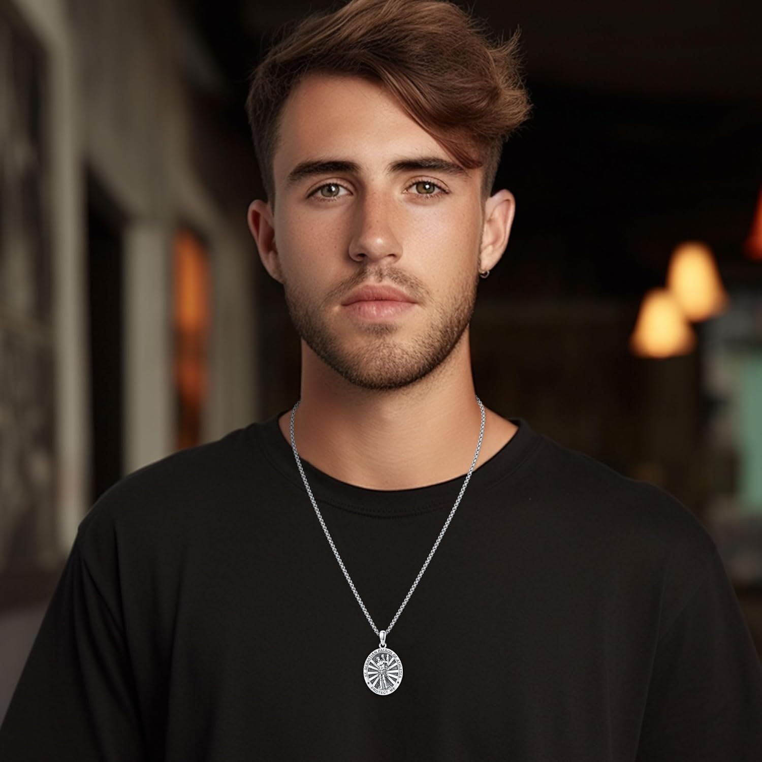 Saint Sebastian Necklace 925 Sterling Silver St Sebastian Medal Pendant Amulet Jewelry Gifts for Men Women Birthday Christmas