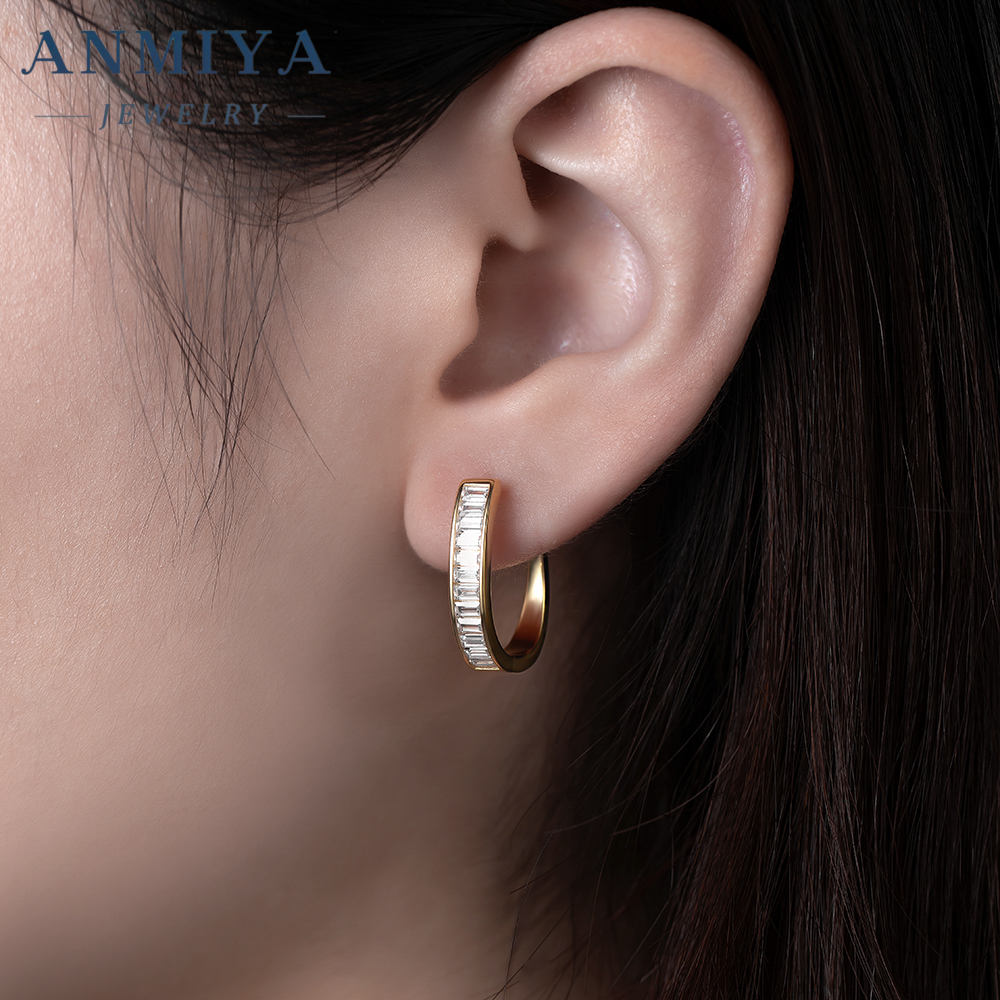 Trendy Geometric Silver 925 Earrings Modern Huggie Jewelry , Sterling Silver Lightweight Ear Jewelry for Fashionistas