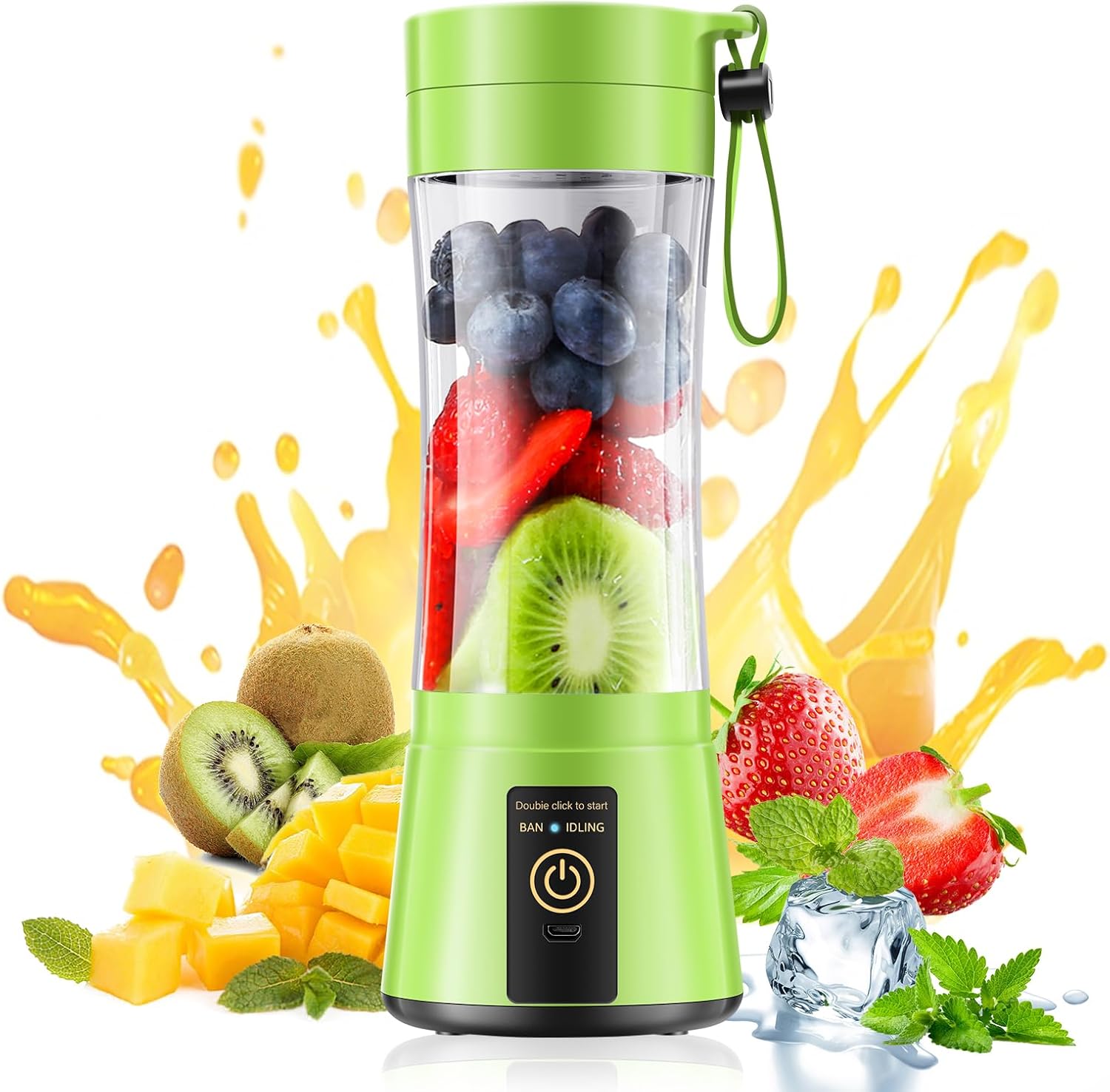 Portable Blender,Mini 6-blade Mixer for Smoothie,Milkshake, Juice, Mobile Hand juicer With USB Rechargeable For Travel, Office