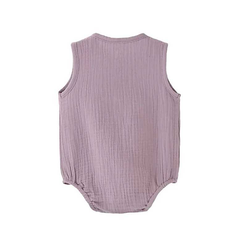 Summer Solid Newborn Baby 100% Cotton Linen Bodysuits Boy Girl Sleeveless Romper Jumpsuit Soft Skin-Friendly Thin Comfy XJ250712