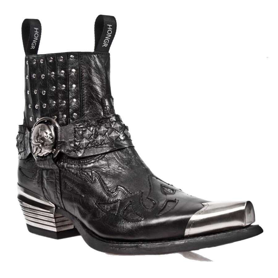 Western Cowboy for Women, Metal Short Unique Design Men's Shoes, Trendy Riding Boots, Height-Increasing Chelsea Boots