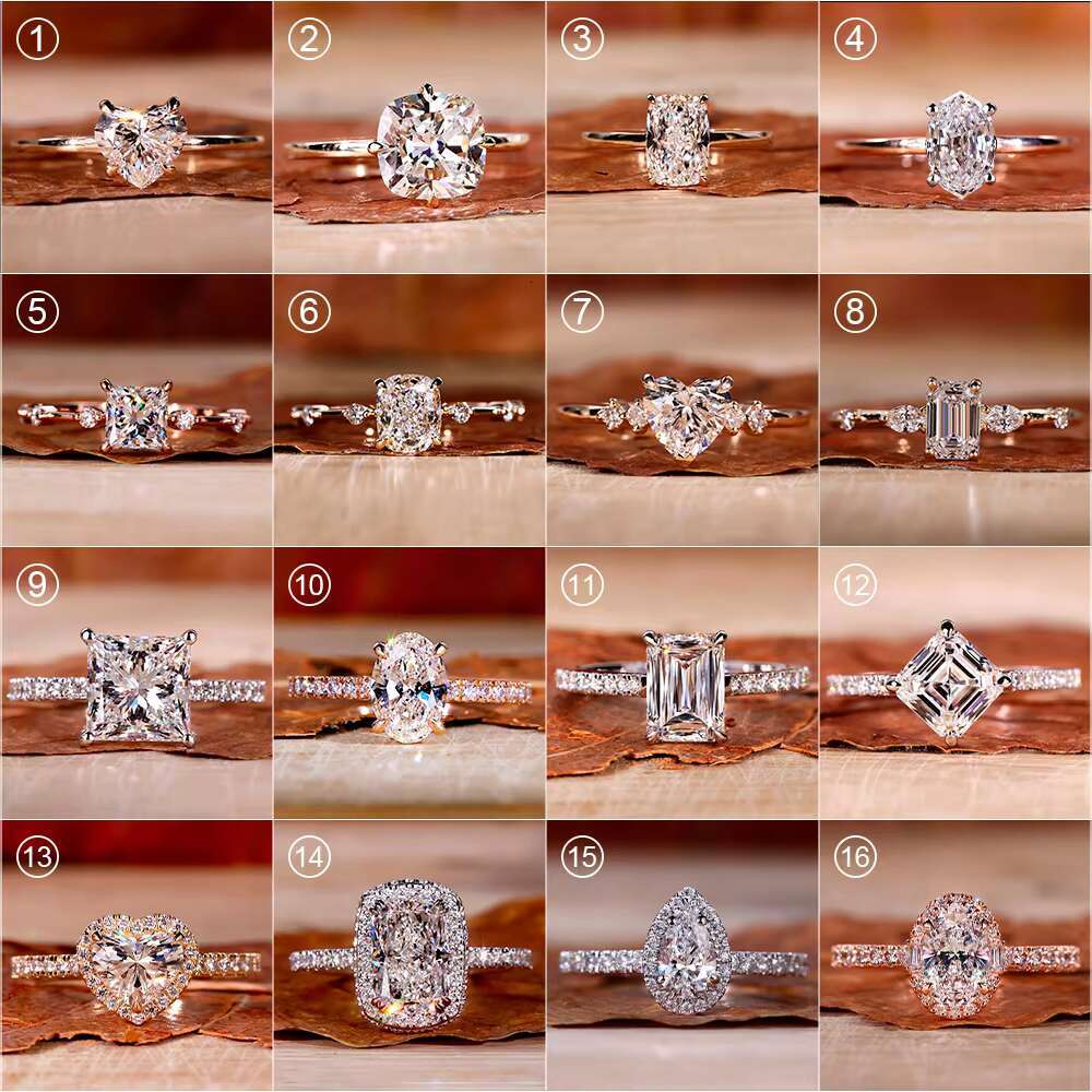 Wholesale 10K 14K 18K Gold Vvs Moissanite Engagement Rings Women 925 Silver Diamond Emerald Radiant Oval Cut Gold Ring Jewelry