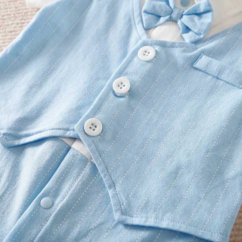 100% Cotton Short Sleeve 0-18 months Gentleman Tie Outfit Handsome Jumpsuit Baby Boys Suits Cotton Onesie Newborn Toddler Trendy XJ250712