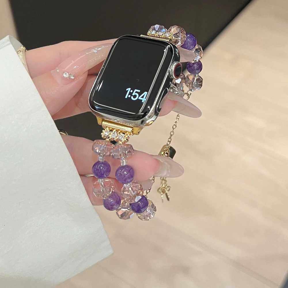 Band For ple tra Series 9 - 1 SE Bracelet Chain Hand Beading For Elegant Girl Gift 42/44/45/49mm And 38/40/41mm Str watchband Y250712