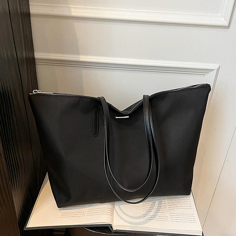 Large Capacity Waterproof Commuter Tote Bag Design Women's Handbag French Style Horizontal L Shape Shopping Ba