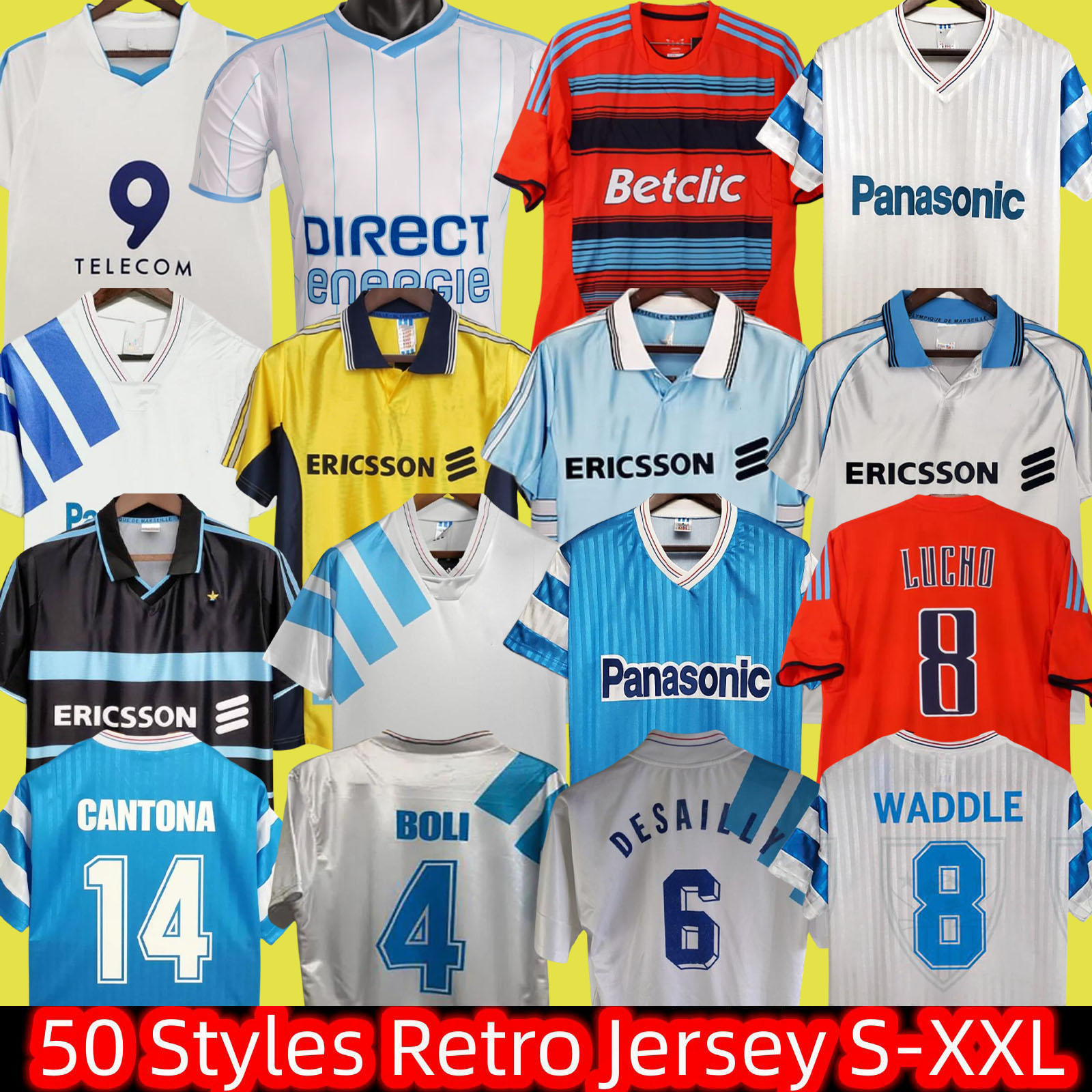 1990 91 maillot OM Retro Soccer Jerseys 1993 98 99 00 long sleeves Olympique de maillot foot BOLI DESAILLY 2005 06 11 12 DESAILLY classic football shirts 88