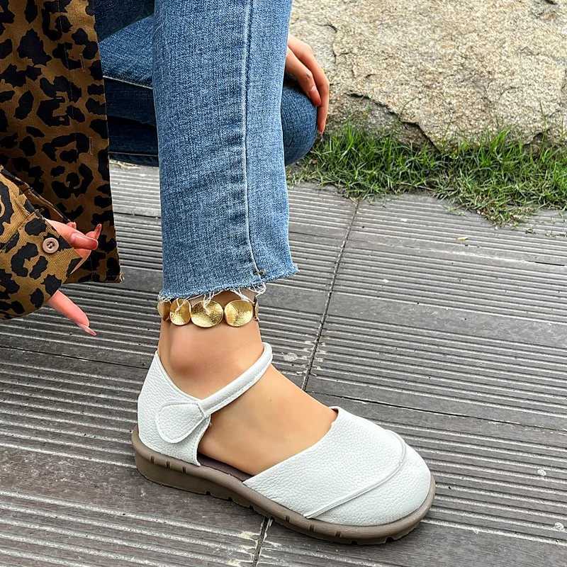 Handmade Genuine Leather Flat Shoes 2025 Summer New Fi Casual Versatile Soft Sole Womens Shoes for Outdoor Walking XJ250712