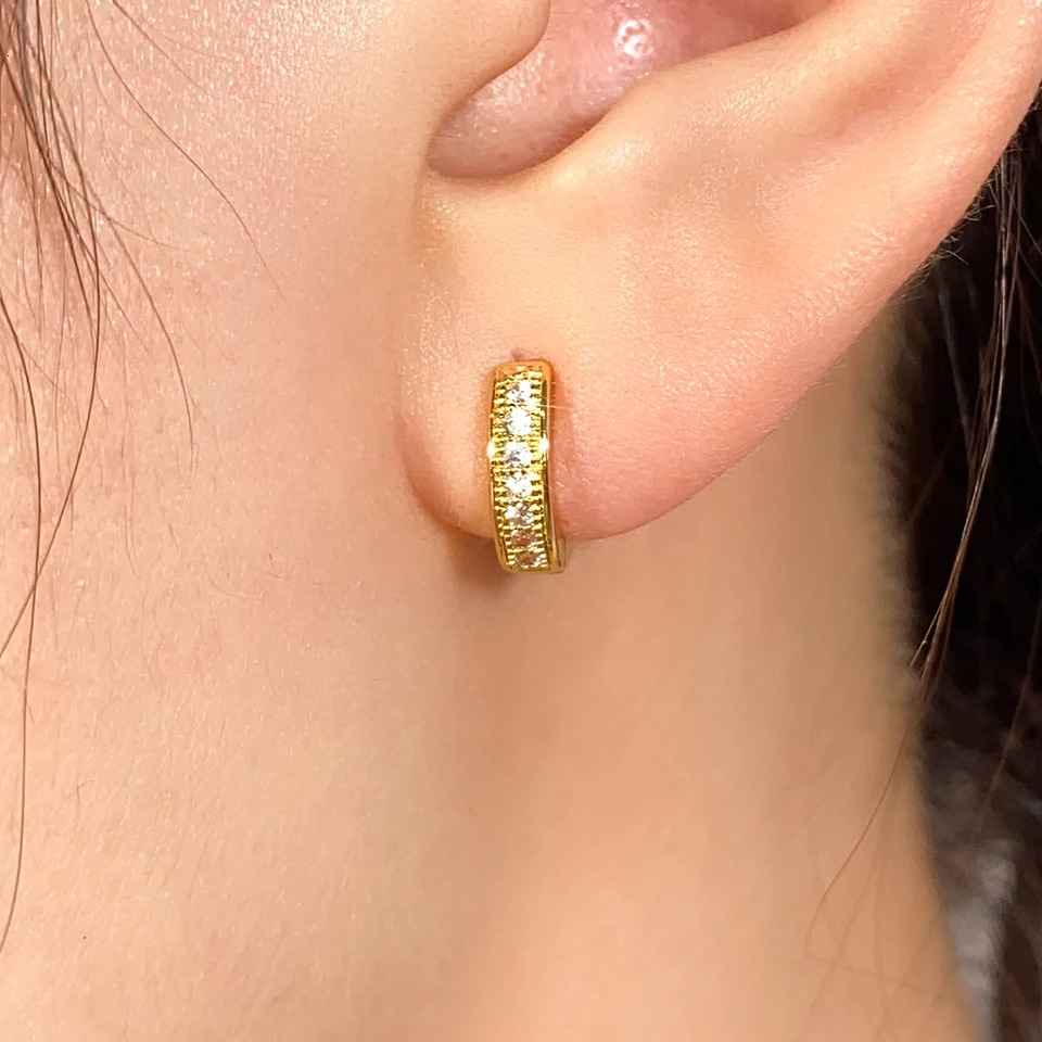 Minimal Hoop Earrings Little Crystal Zirconia Thin Helix Tragus Cartilage Earrings Piercing Jewelry 250708