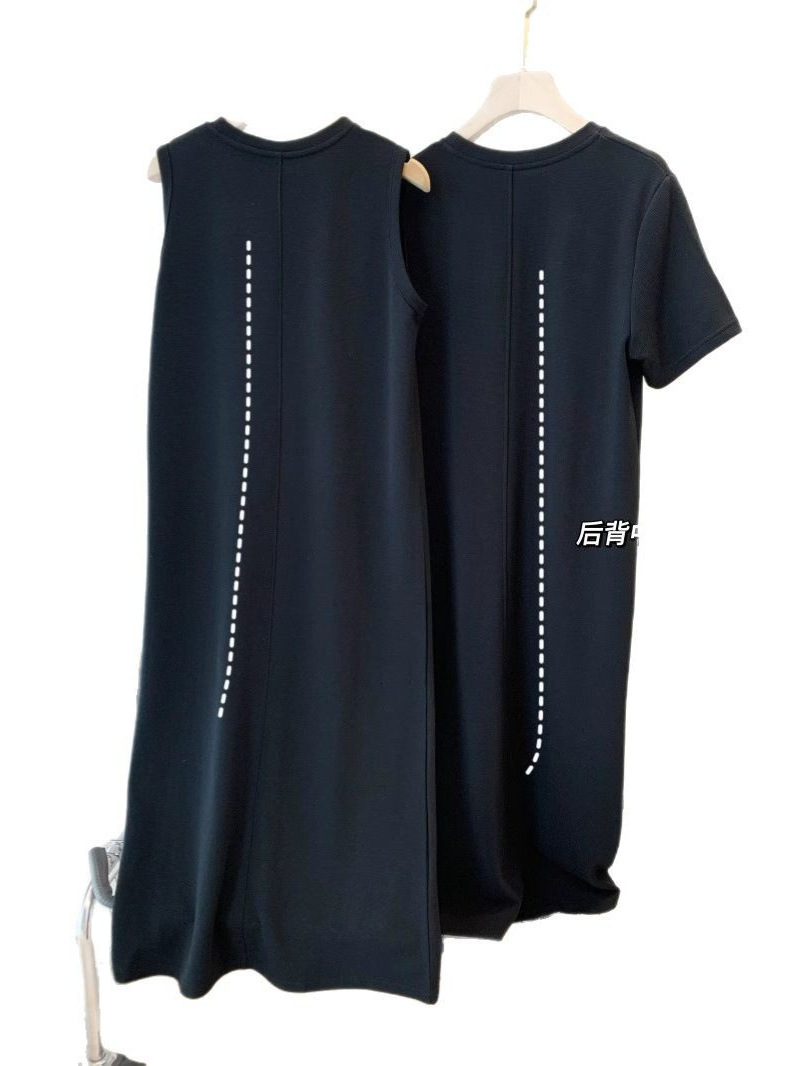 Summer new minimalist suit vest skirt with high-end color sense, vertical straight tube, no picky, loose sleeveless dress for women