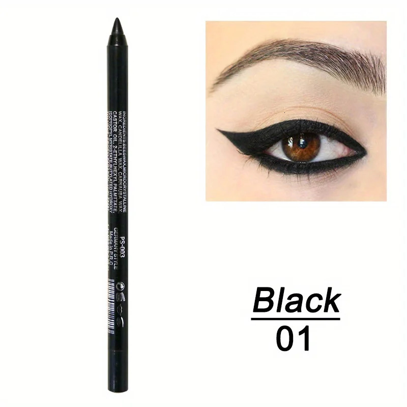 Smudge-Proof High-Shine Waterproof Eyeliner Pencil - Long-Lasting Ethically Made Black Multicolor Options 250712