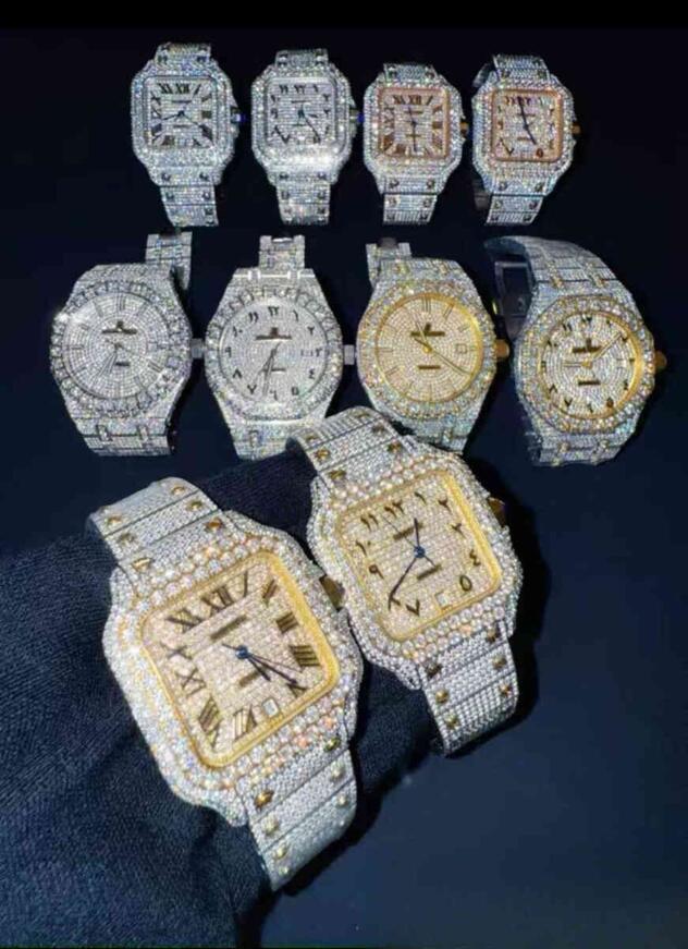 vvs moissanite diamond watch for Men/Women - moisanite watch Honeycomb mossinate watches Inlay Hip Hop iced out watch moissanite Crystal mossinate watchs a8c