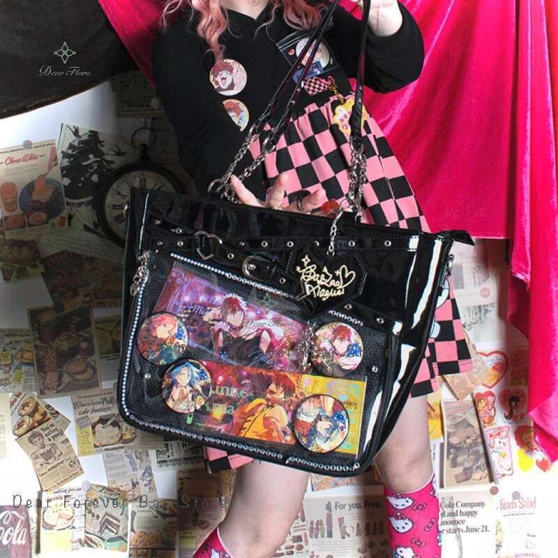 Y2k Aesthetic Underarm Ita Streetwear Girl Transparent Shoulder Heart Shape Chic Chain Handbag DIY Display Crossbody Bag