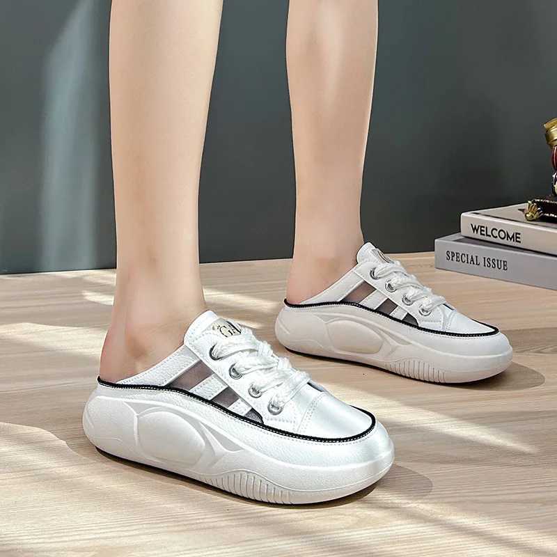 Summer New Half Slippers Baotou Casual Womens Sneakers Outdoor PU Walking Shoes Women Shoes Designer Sneakers for Women XJ250712