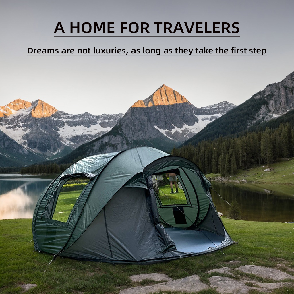 A family tent for 4 people, outdoor waterproof sunscreen tent, camping tent, garden tent, suitable for camping and hiking trips