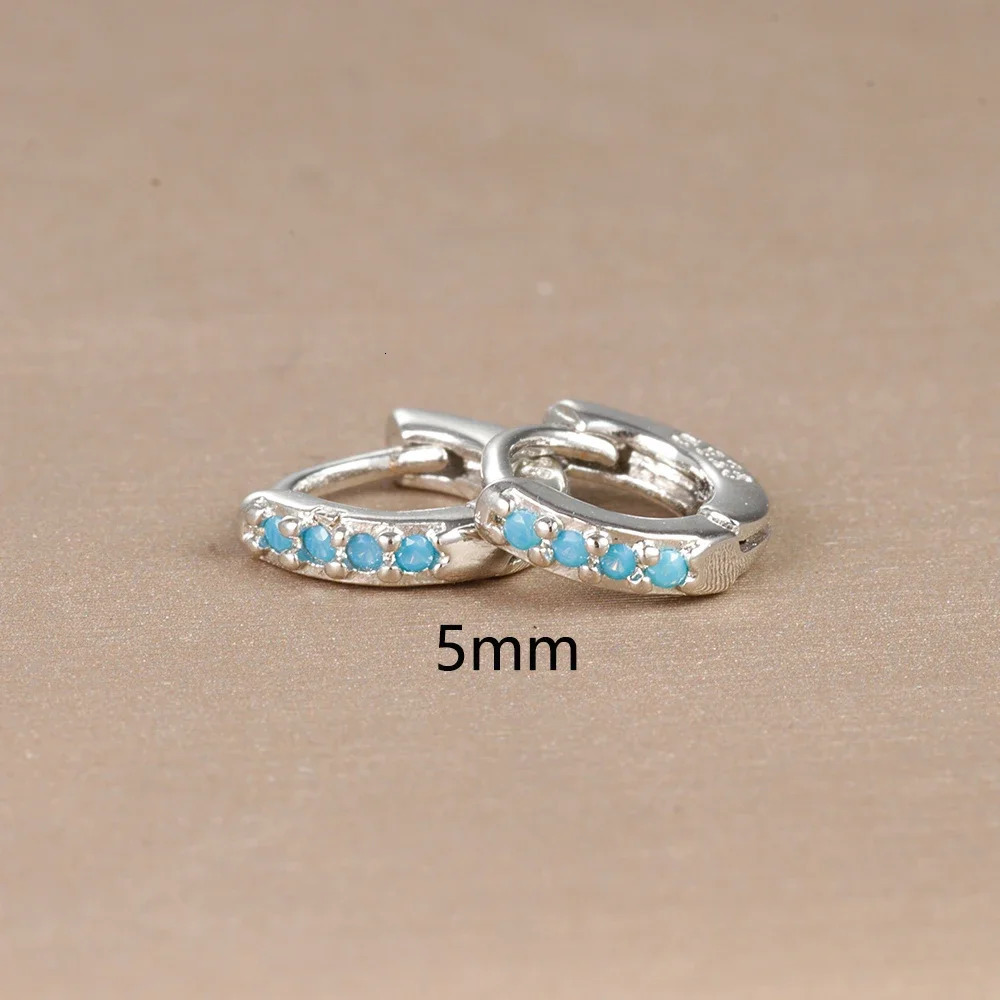2PCS Stainless Steel Minimal Hoop Earrings Blue Crystal Zirconia Small Huggie Cartilage Earring Helix Tragus Piercing Jewelry 250708