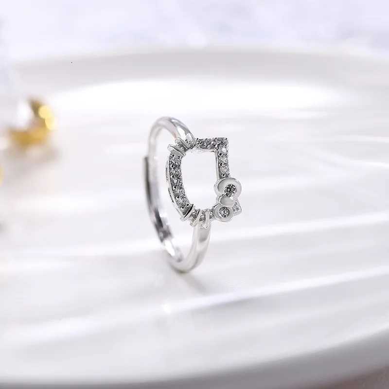 Sanrio Anime Kitty Y2K Cat Rings for Women Simple White Zircon Elegant Adjustable Rings Cute Animal Fashion Jewelry Christmas Gift w250716