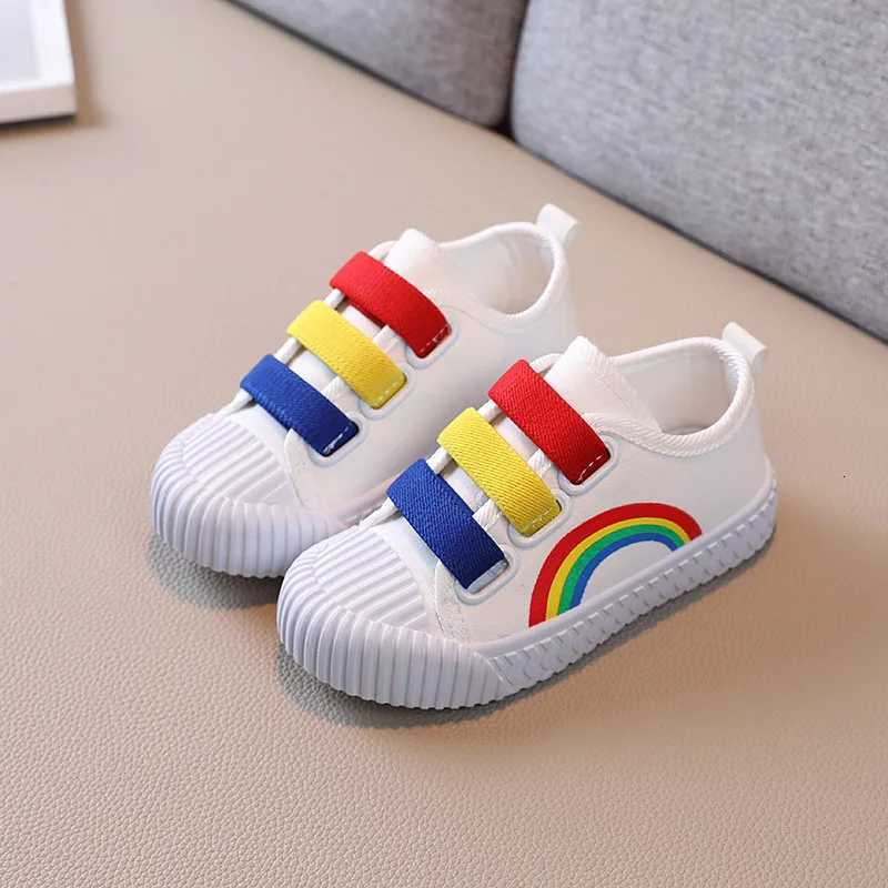 New Girl Shoes Fashion Simple Rainbow Kid Shoes Versatile Casual Comfort Boy Shoe Light Non Slip Canvas Shoe Classic Kid Sneaker XJ250712