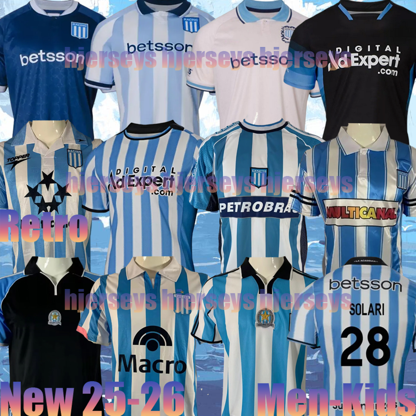 25 26 Racing Club Soccer Jerseys 2025 MARTINEZ MARTIRENA I.RODRIGUEZ CAMBESES SOLARI Racing Retro 94 95 97 98 00 01 07 08 Club de Avellaneda Third player Football shirts