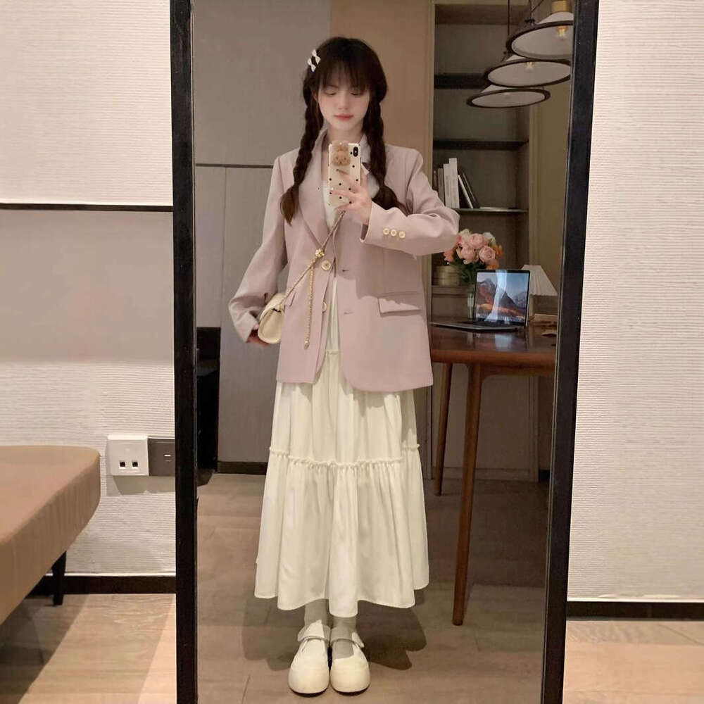 White Strap For Women Summer New Style Petite Slimming Gentle French First Love Long Dress B5