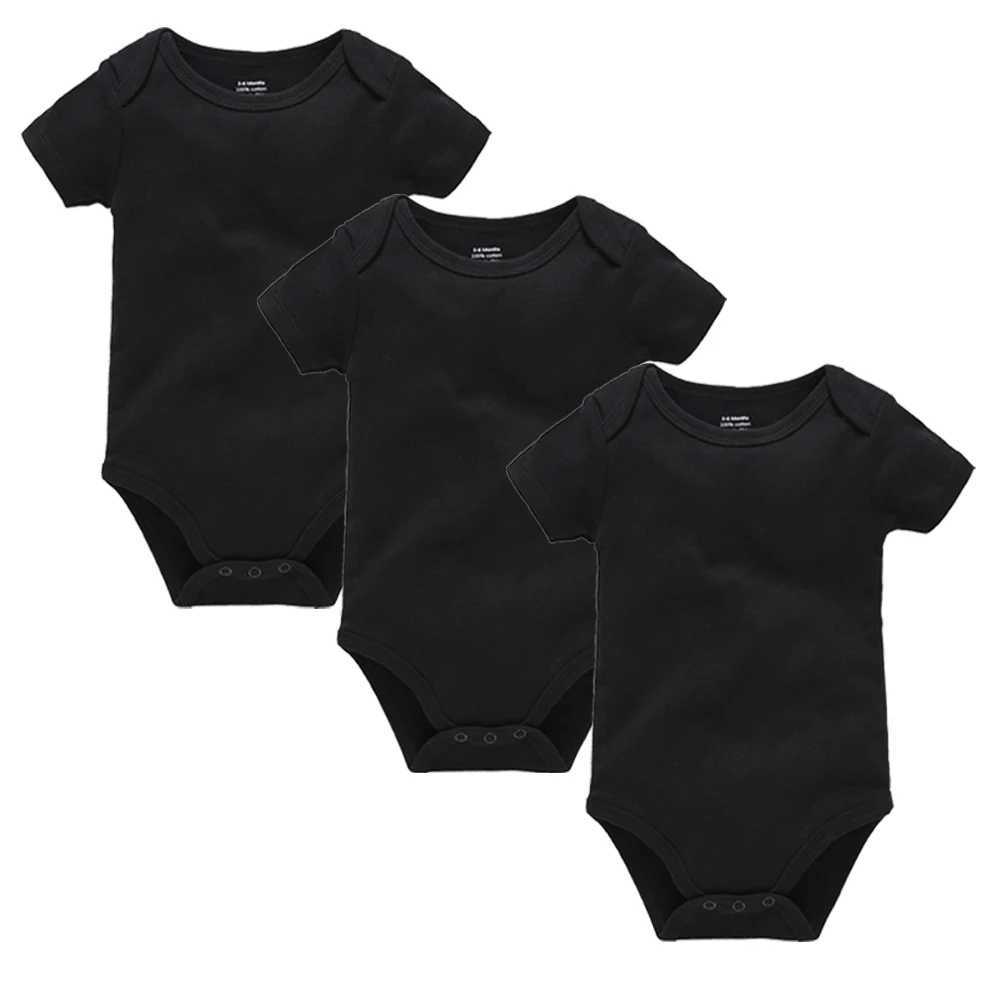 3Pcs Baby Boys Clothes 100% Cotton Solid Black Short Sleeve Blank Baby Bodysuits Newborn Jumpsuit Plain 0-24 Months XJ250712