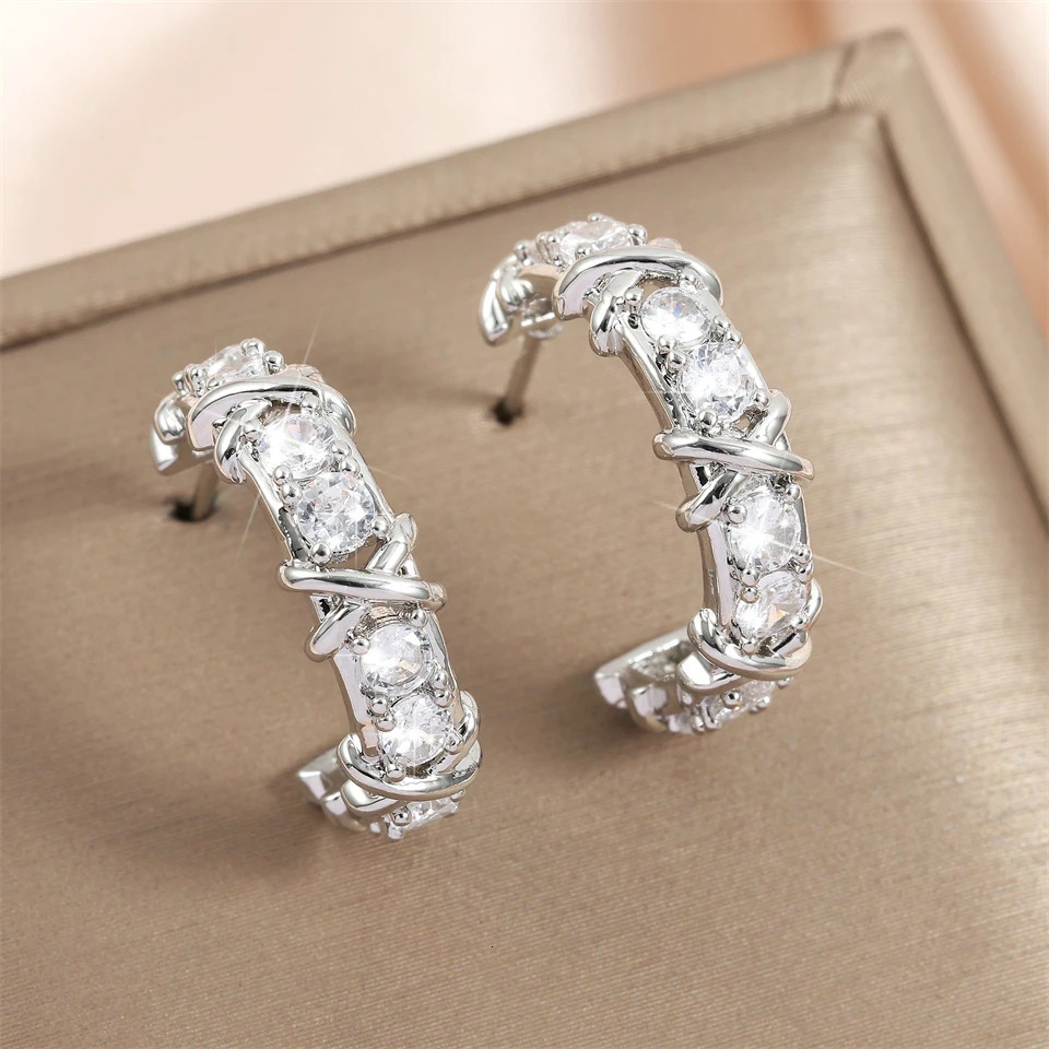 Hip Hop Round Hoop Earrings For Men Crystal Cubic Zirconia Fashion Versatile Male Jewelry Trend Circle Earring Gift 250708