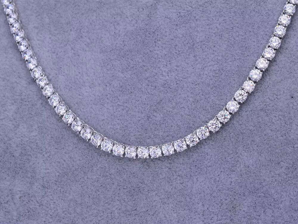 925 Sterling Silver 14k Gold 10mm 30 Inch Diamonds Tennis Chain Necklace for Hiphop Jewelry