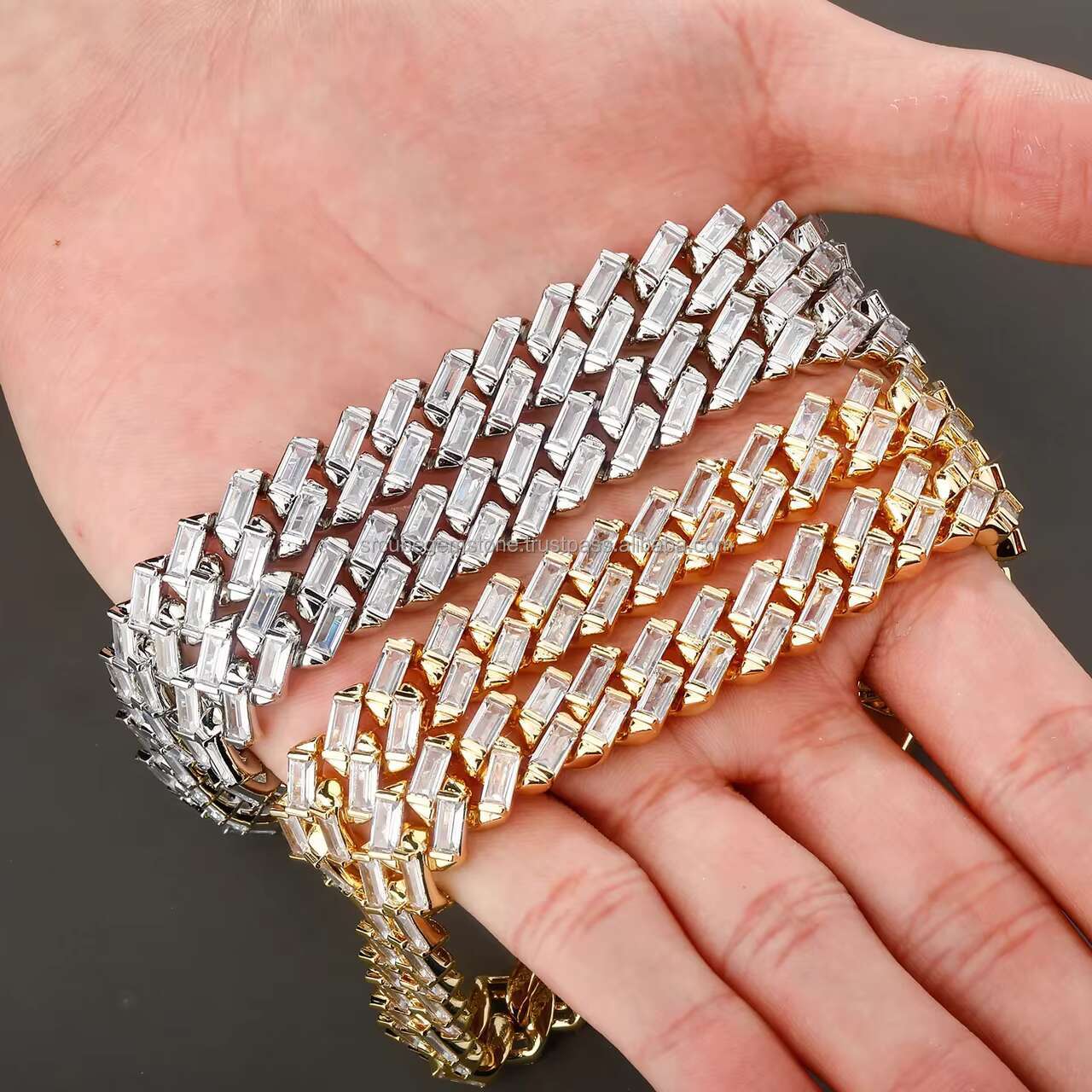 Factory Price 12mm Luxury Cuban Link Chain Hip Hop Jewelry Vvs Moissanite Baguette Cuban Link Iced Out Moissanite Necklace