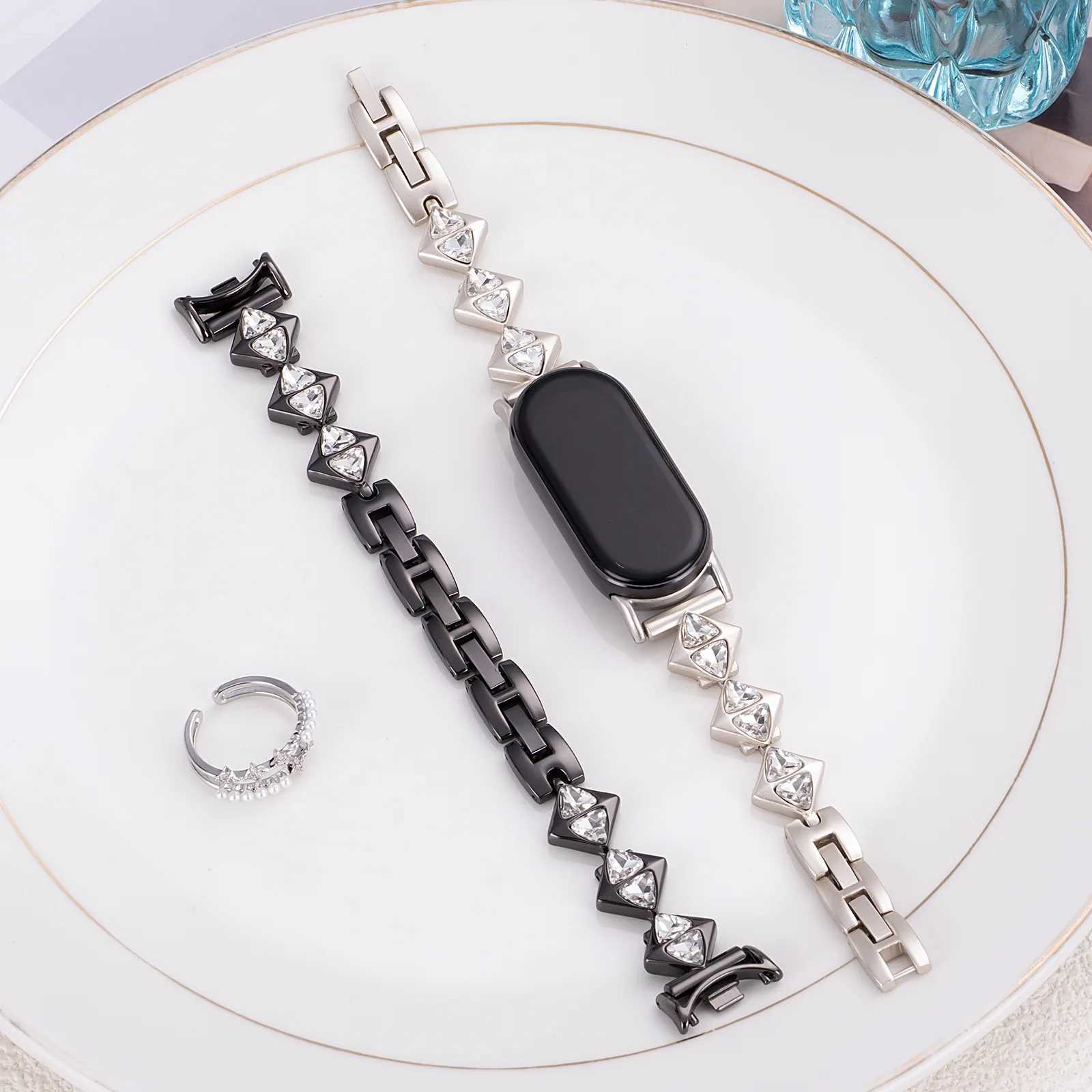 Suitable for Xiai 8/9 with metal diamond triangle three-dimensional chain strap and wristband watchband Y250712