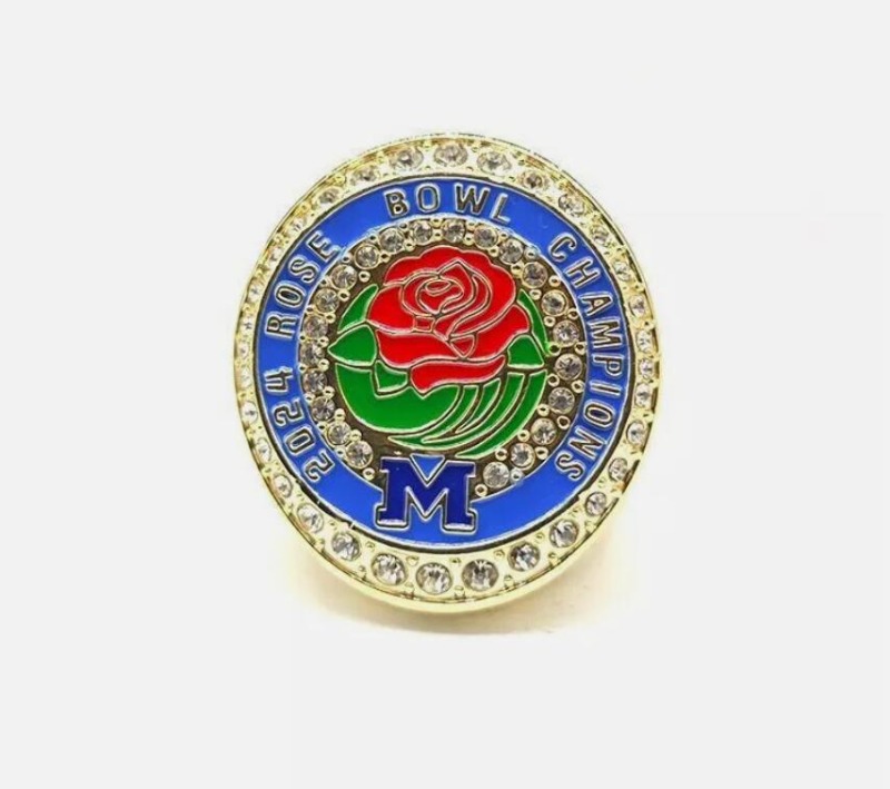 2023 2024 Michigan Wolverines National Rose Bowl Big 10 Team Champions Championship Ring Wooden Box Sport Souvenir Fan Men Gift Commemorative Ring