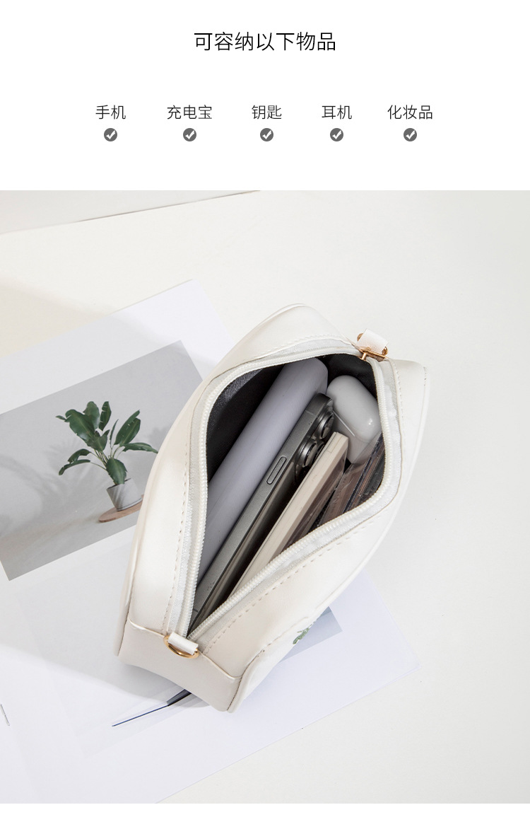 Embroidered flower bow camera bag, simple women's bag, casual small square bag, single shoulder crossbody bag, women's bag