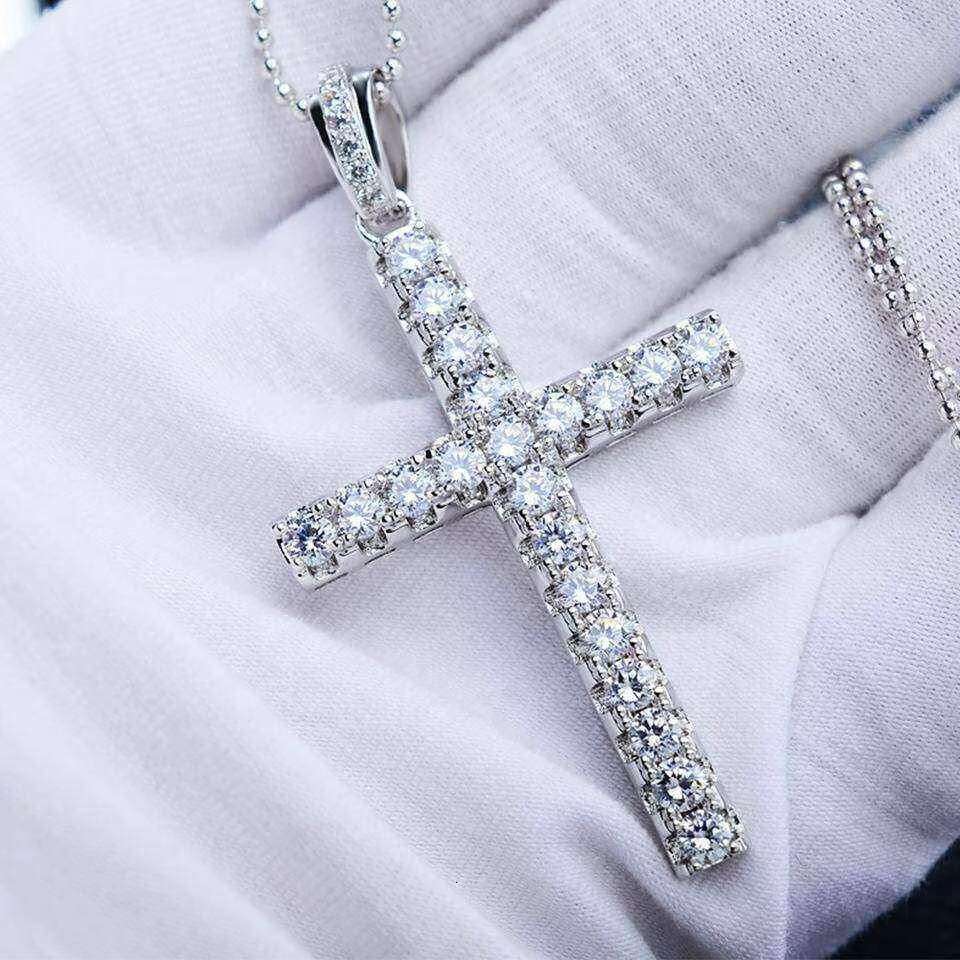 Hip Hop Gold 925 Sterling Silver Ankh Cross Pendant Necklace Bling Jewelry Moissanite Cz Diamond Men Silver Ankh Pendant