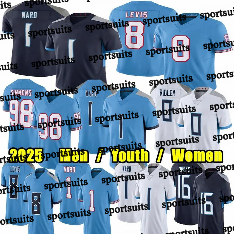 #1 Cam Ward Football Jersey #8 Will Levis Ridley L'Jarius Sneed Tyjae Spears Tony Pollard Treylon Burks Earl Campbell Calvin Ridley Warren Moon Jeffery Simmons jersey