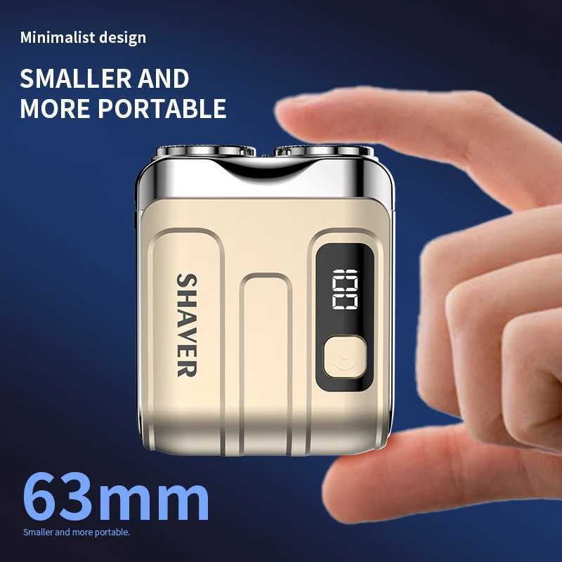 Travel Electric Shaver for Men Double Floating Magnetic Portable Beard Knife Rechargeable Mini Rotary Electric Razor G250712