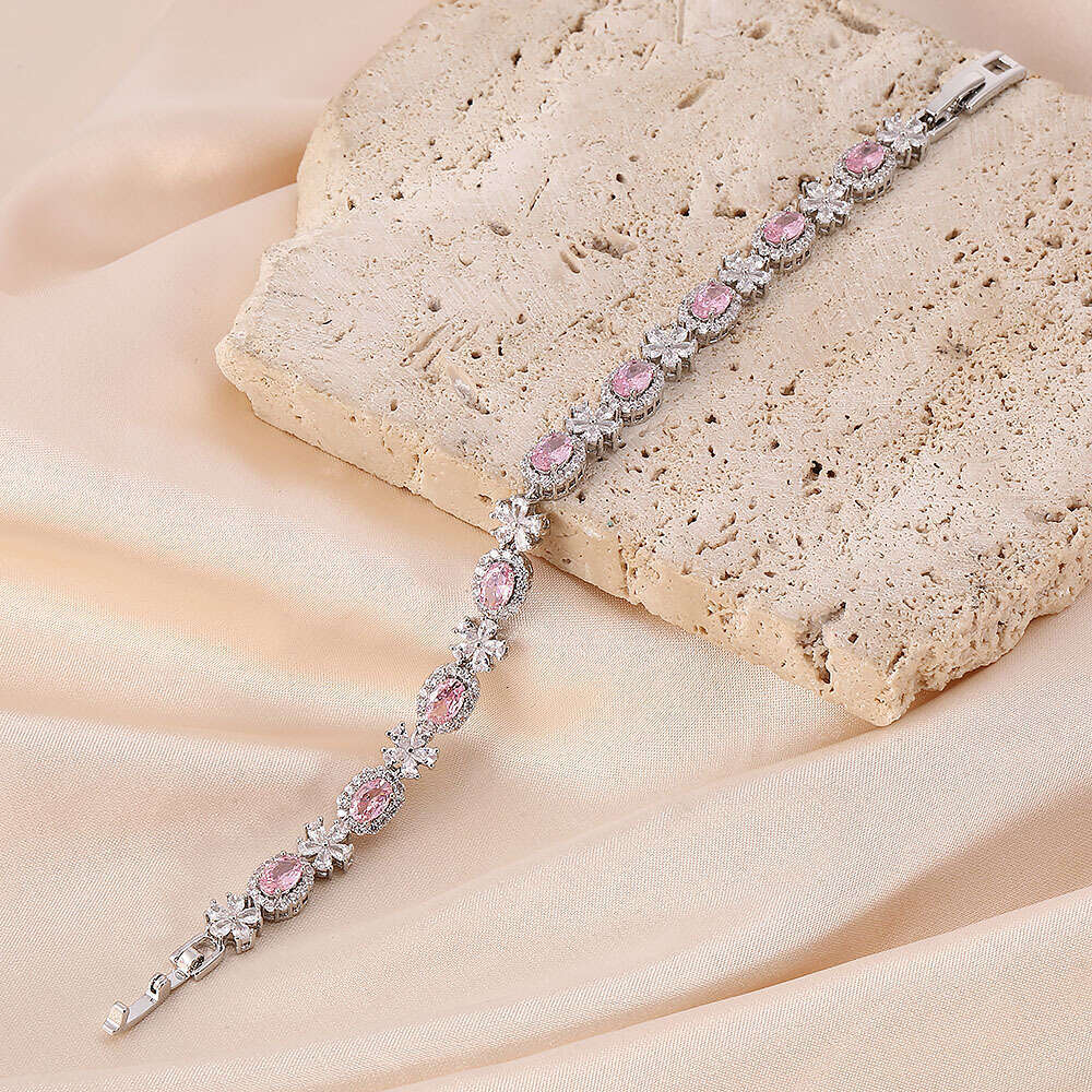Hot Luxury jewelry designer bracelet gold silver bracelet flower multicolour moissanite fashionable high-end Roman minimalist zircon bracelet tassel b