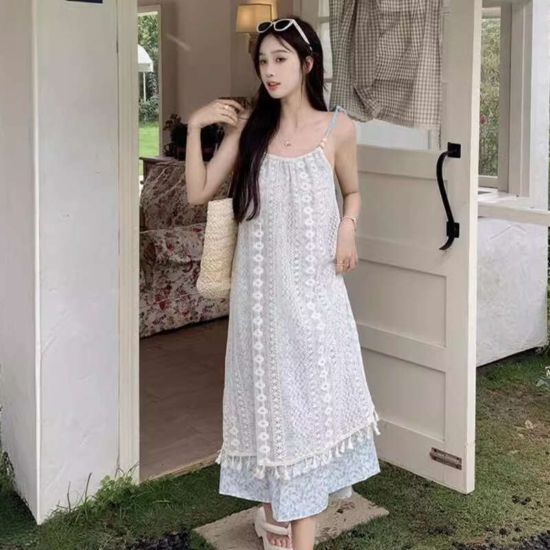Summer Women's Fashion New Small Gentle Style Strap Female First Love Belly Covering Loose Slimming Dress B5