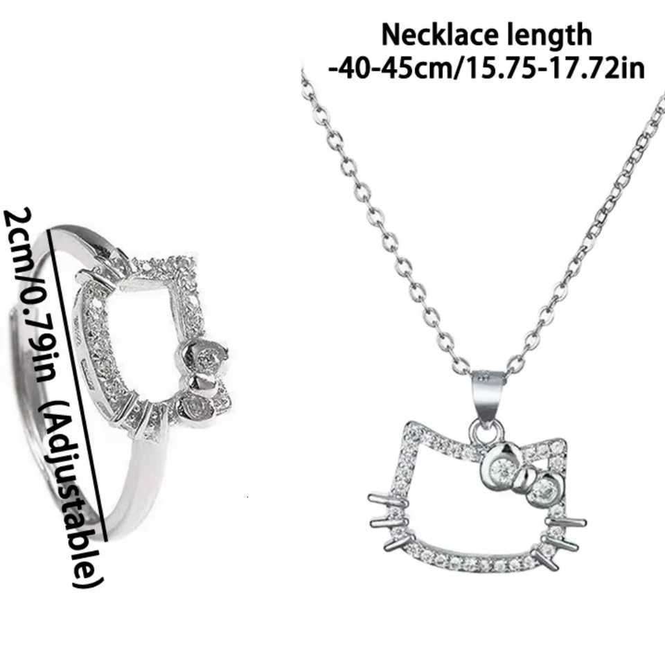 Sanrio Kawaii Sanrio Hello Kitty Women Jewelry Cute Cartoon Creativity Clavicle Chain Pendant Rings for Women Girls Birthday Gifts w250716
