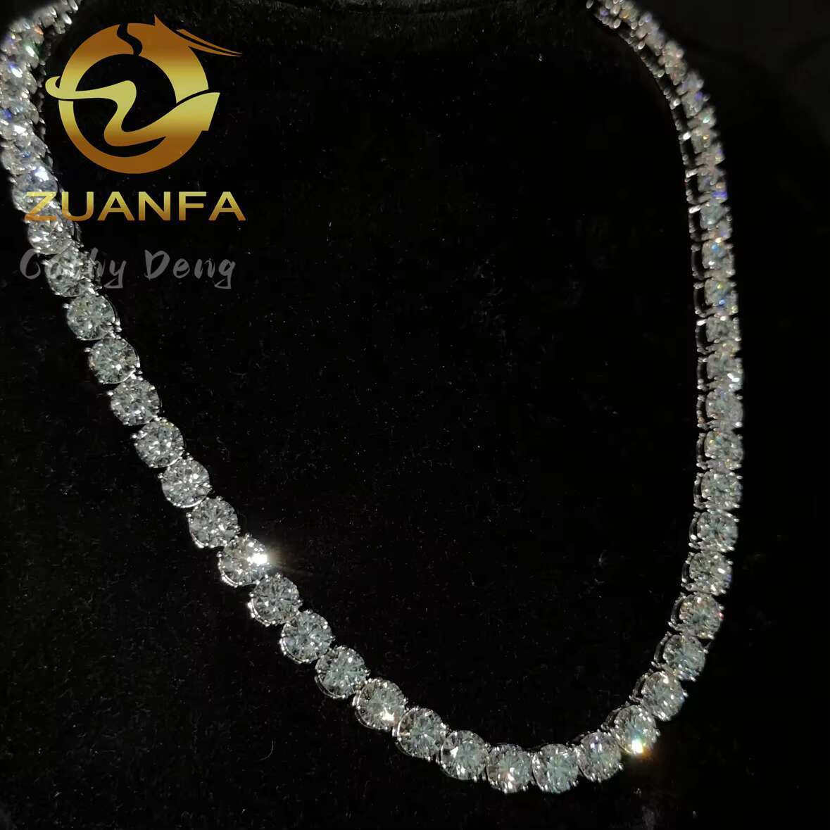 Deluxe 7mm IGI Lab Grown Diamond 925 Silver Tennis Necklace Fashion Hip Hop Jewelry CVD Diamond Tennis Chain - view 3