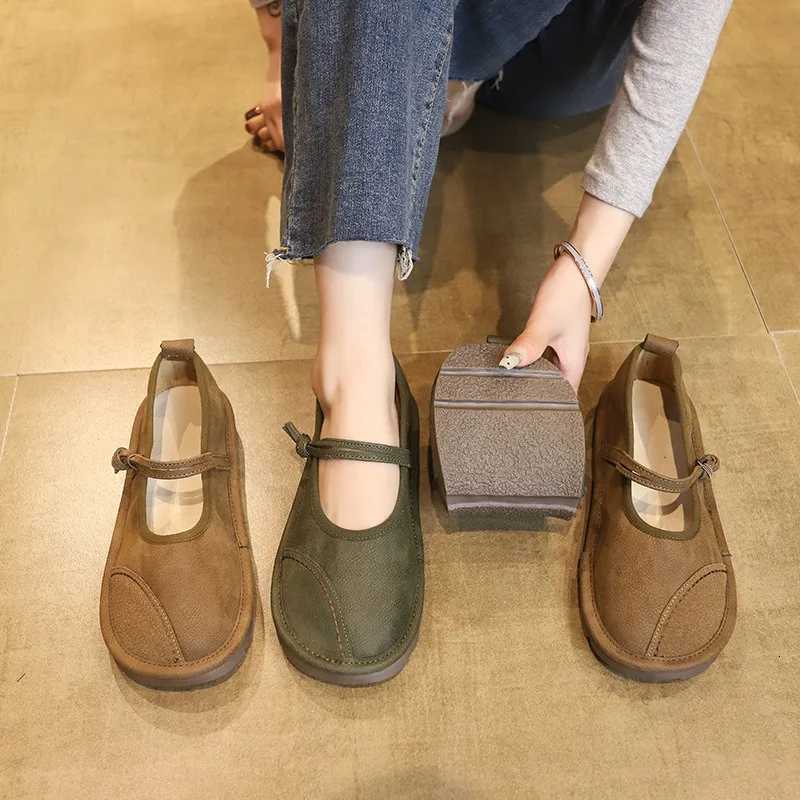 Mary Janes Flat Shoes for Women Fi Pahwork Shallow Casual Flats Plus Size Ladies Spring Autumn Soft Leather Loafers XJ250712